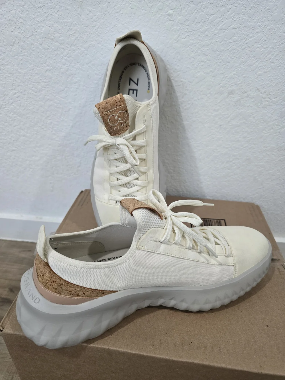 Men's Cole Haan Zergrand II Neutral Cream Casual Sneakers - Picture 8 of 10